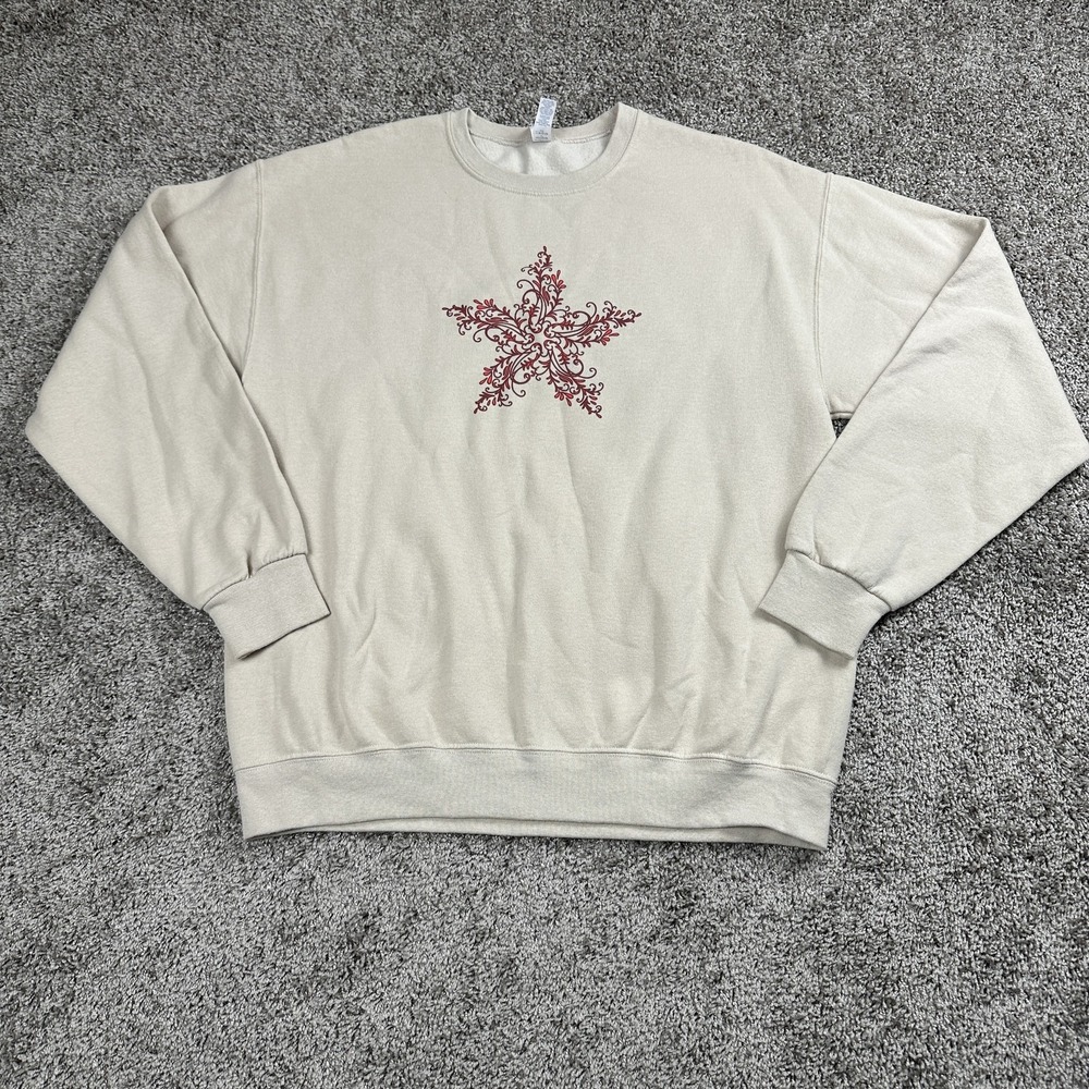 Vintage Sweatshirt Womans Large Snowflake Christmas‎ Y2K Grandmacore Cottagecore